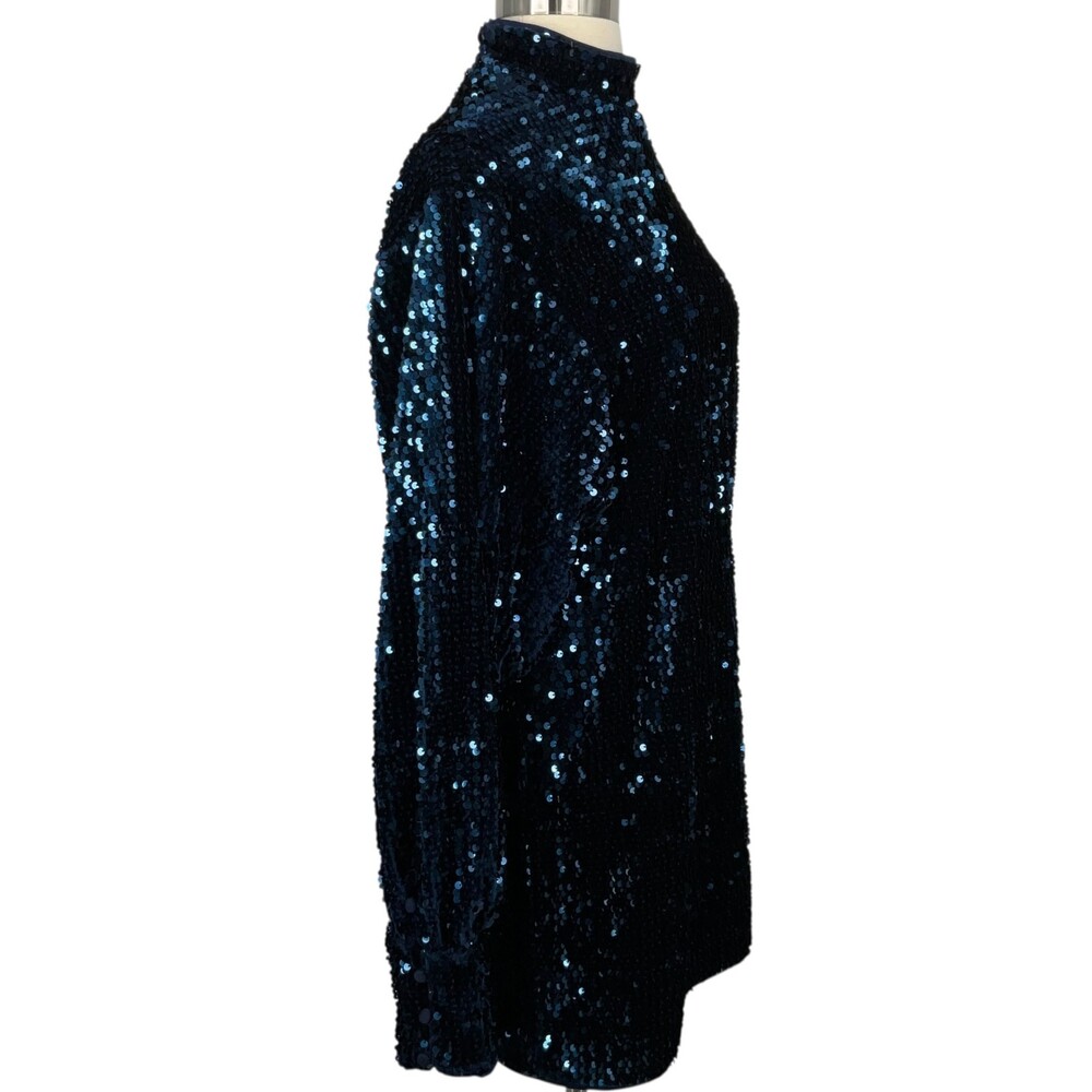 Camila Coehlo Jezabel Mini Dress Midnight Blue Womens Small Sequins Long Sleeve - Picture 8 of 14